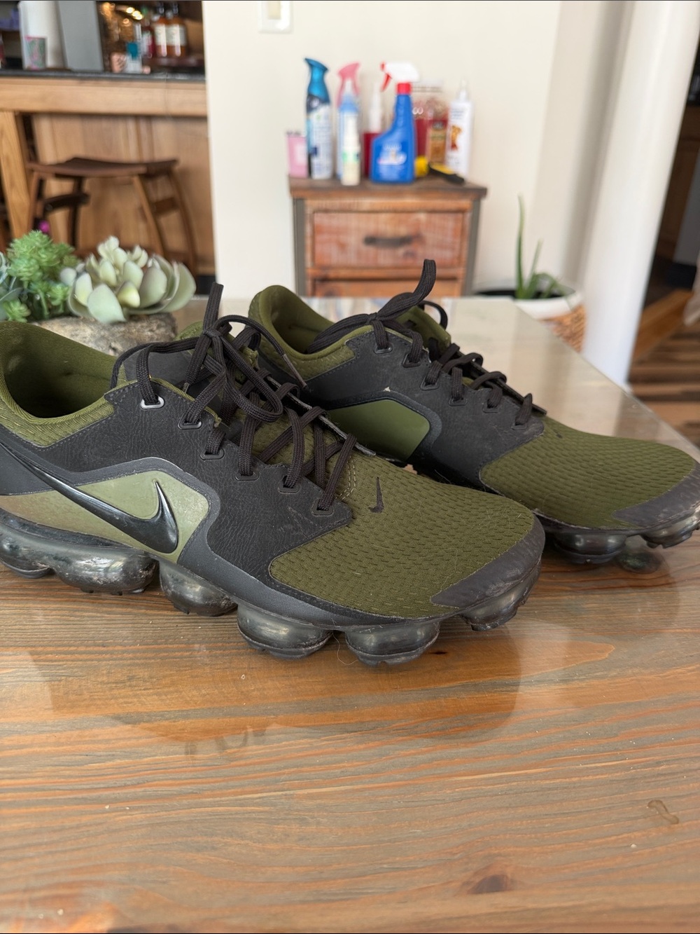 Nike Men’s Olive Green and Black VaporMax-style Athletic Sneakers 11B